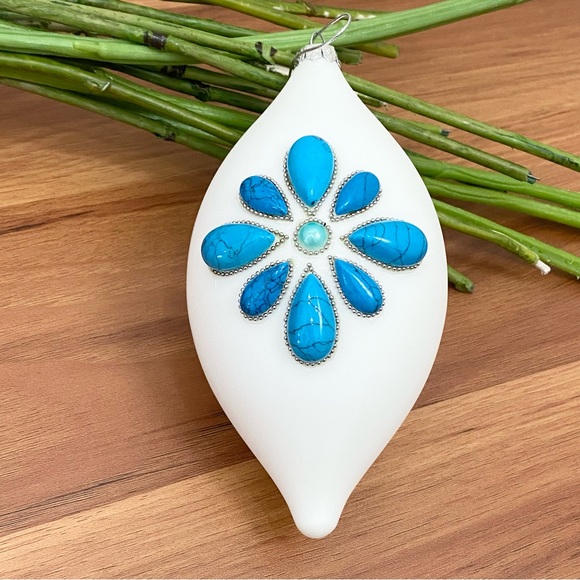 ST. JUDE Research Hospital Handblown Glass Faux Turquoise Christmas Ornament - Picture 9 of 12